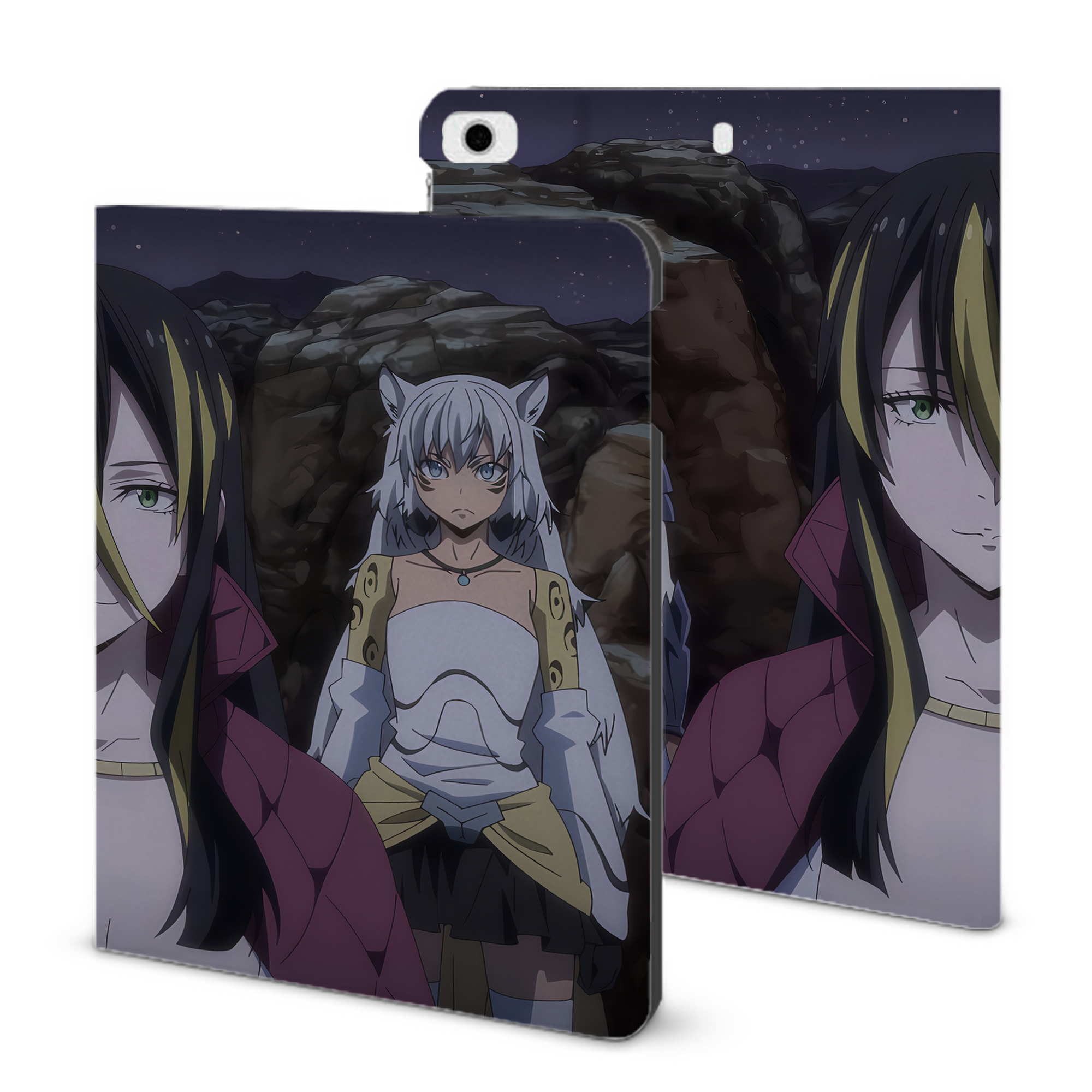 （画像用） 転スラ Regarding Reincarnated to Slime IPad ケース ブック型 PUレザー TPU 耐衝撃 軽量 薄型 ペン収納なし 全面保護 IPad 各モデル対応